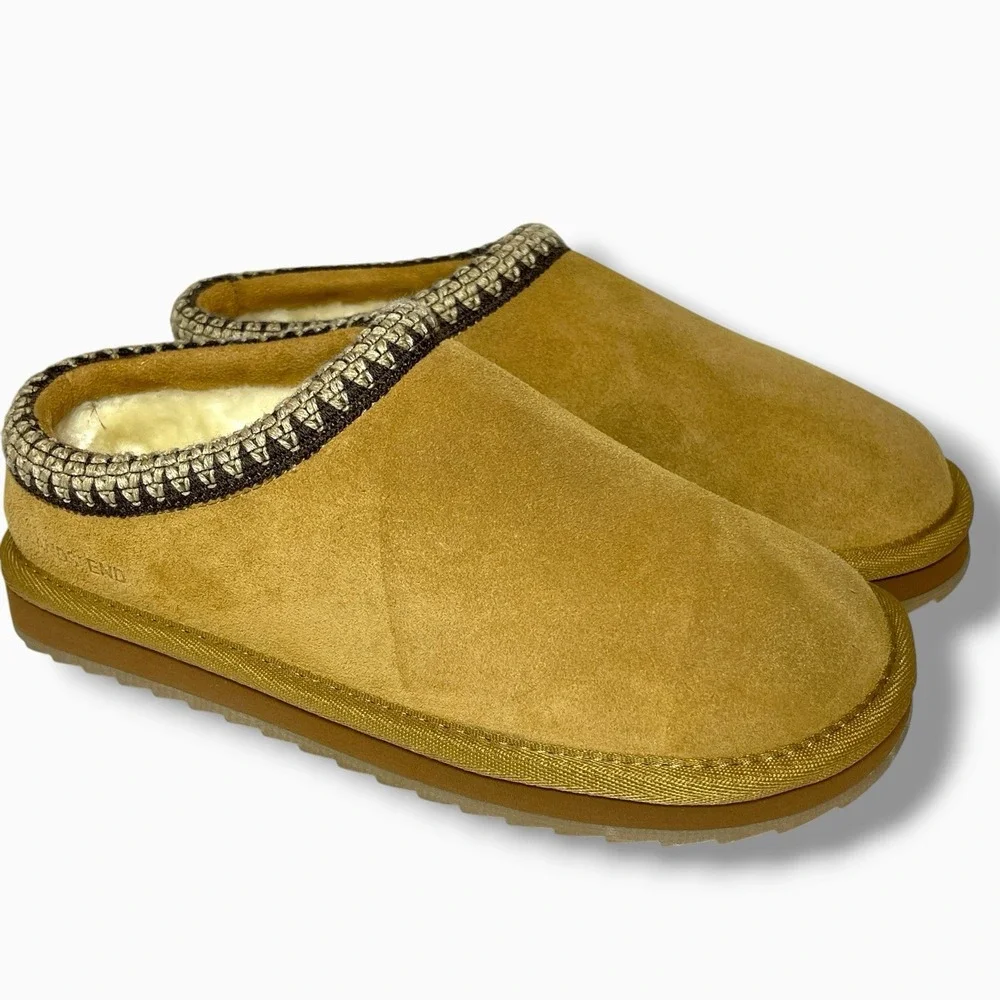Lands End KIDS Suede Hearth Slippers Chestnut Size US 4M New With out Box